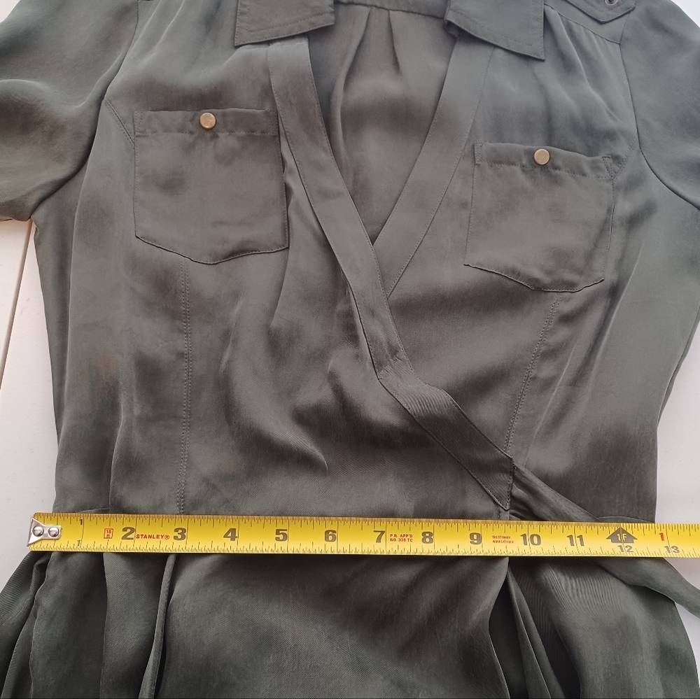 Diane Von Furstenburg Safari Satin Green Wrap Dress - Picture 13 of 16